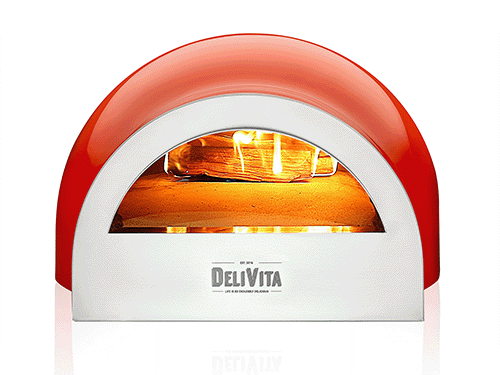 DeliVita Eco Wood & Gas Fired Oven - Chilli Red + Regulator & Hose