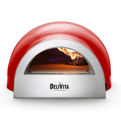 DeliVita Eco Wood & Gas Fired Oven - Chilli Red + Regulator & Hose
