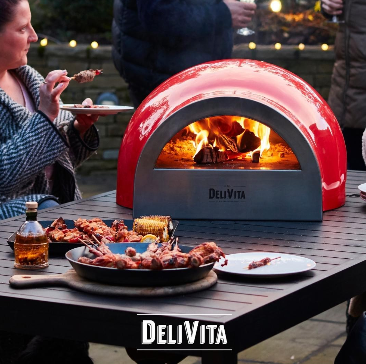 DeliVita Wood-Fired Pizza Oven - Chillie Red - Complete Collection