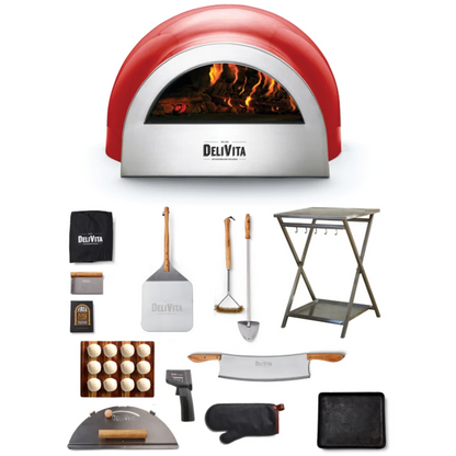 DeliVita Wood-Fired Pizza Oven - Chillie Red - Complete Collection