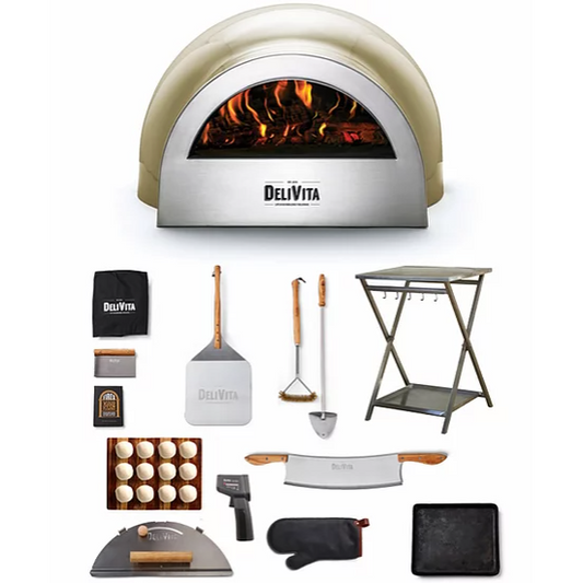 DeliVita Wood-Fired Pizza Oven - Olive Green - Complete Collection