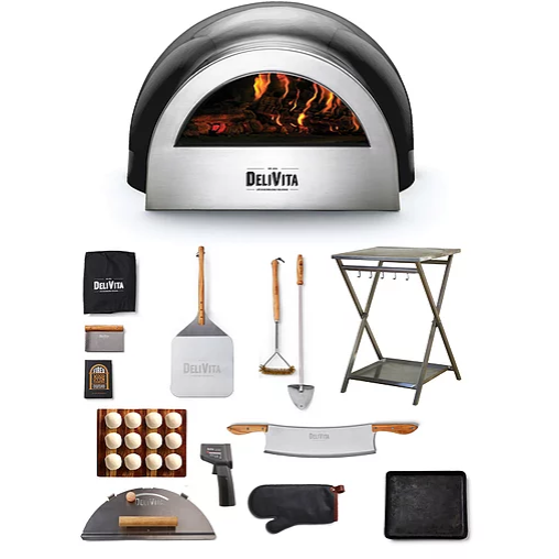 DeliVita Wood-Fired Pizza Oven - Very Black - Complete Collection