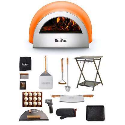 DeliVita Wood-Fired Pizza Oven - Blaze Orange - Complete Collection