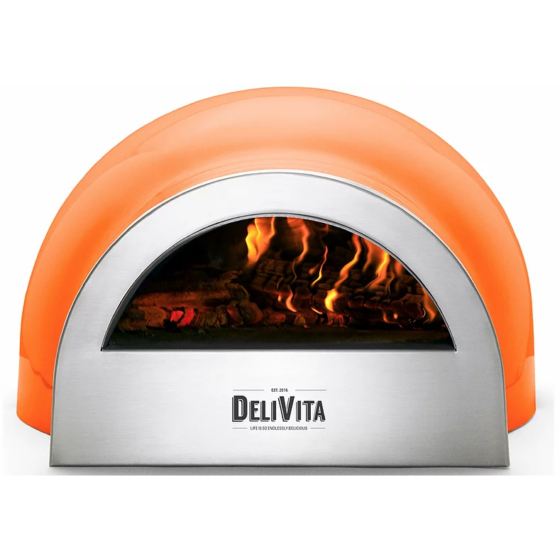 DeliVita Eco Wood & Gas Fired Oven - Orange Blaze + Regulator & Hose