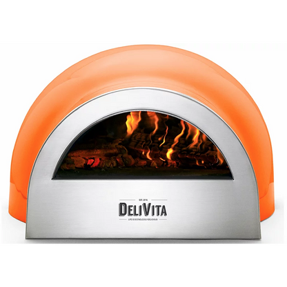 DeliVita Eco Wood & Gas Fired Oven - Orange Blaze + Regulator & Hose