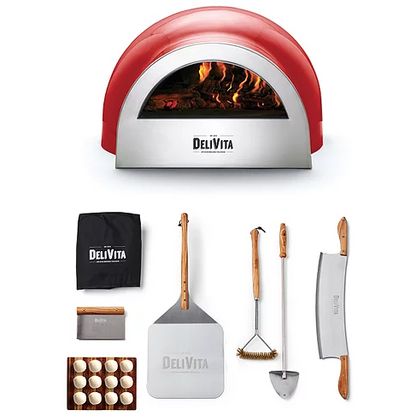 DeliVita Wood-Fired Pizza Oven - Chillie Red - Pizzaiolo Collection
