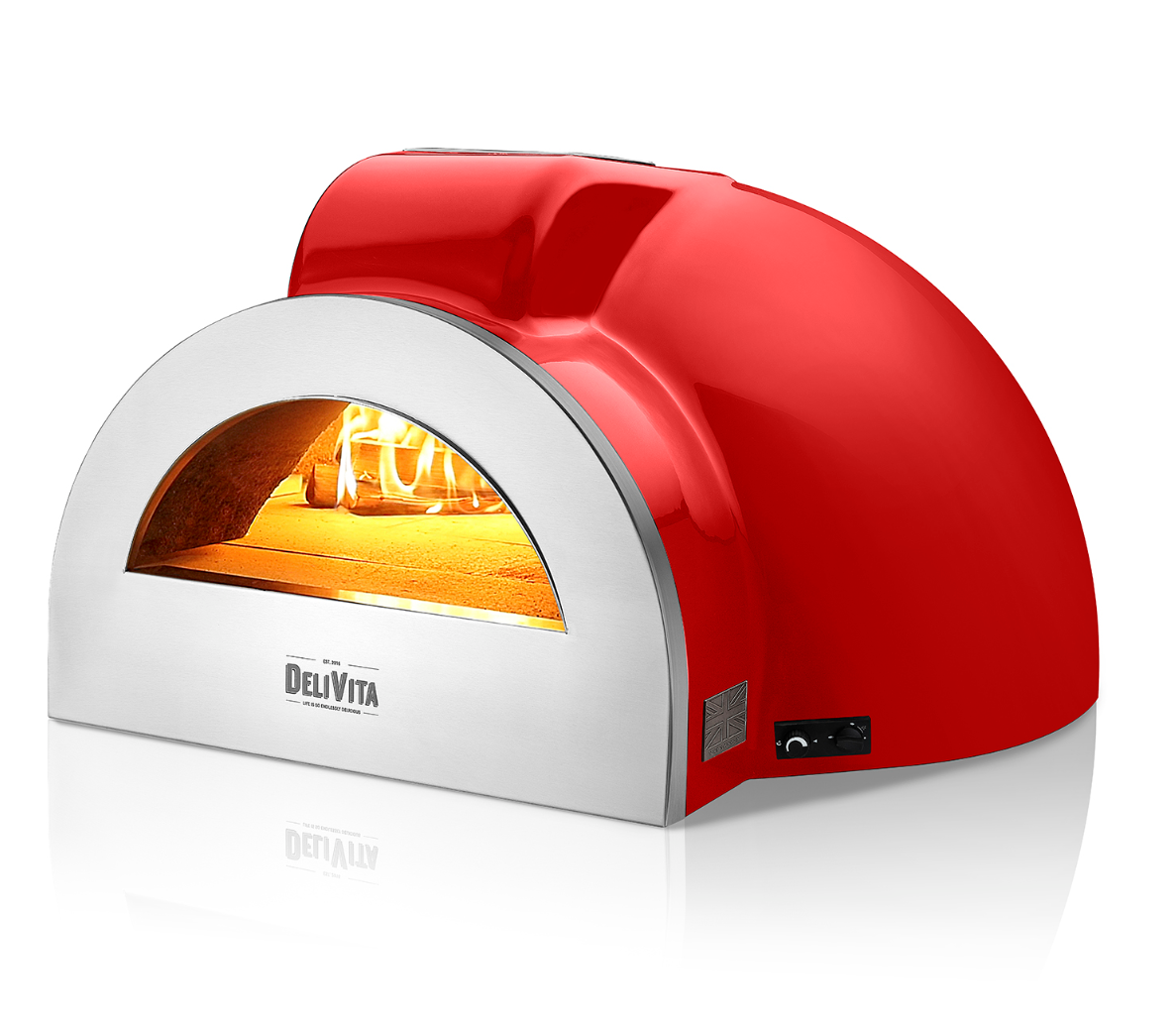 Delivita - Pro Dual Fuel Deluxe complete Collection - Chilli Red + Flue Pipe & Rain cap