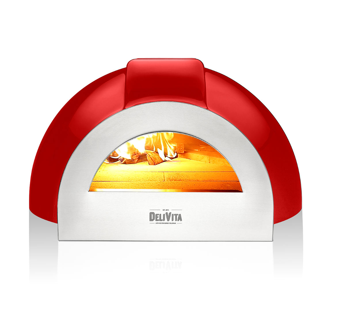 Delivita - Pro Dual Fuel Deluxe complete Collection - Chilli Red + Flue Pipe & Rain cap