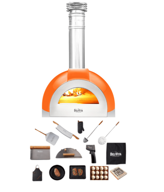 Delivita - Pro Dual Fuel Deluxe complete Collection- Orange Blaze + Flue Pipe & Rain cap