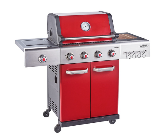 Jupiter 4 Burner Hybrid with Chopping Board – Red