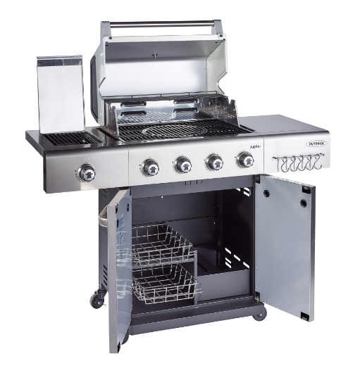 Jupiter 4 Burner Hybrid with Chopping Board – Stainless Steel