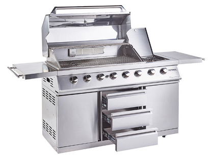 Outback Signature II 6 Burner Hybrid – Stainless Steel + Gas Bottle Cabinet