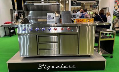 Outback Signature II 6 Burner Hybrid – Stainless Steel + Gas Bottle Cabinet