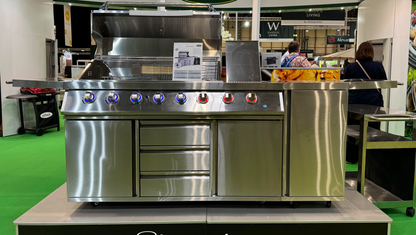 Outback Signature II 6 Burner Hybrid – Stainless Steel + Gas Bottle Cabinet