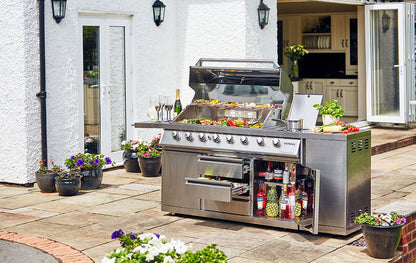 Outback Signature II 6 Burner Hybrid – Stainless Steel + Gas Bottle Cabinet